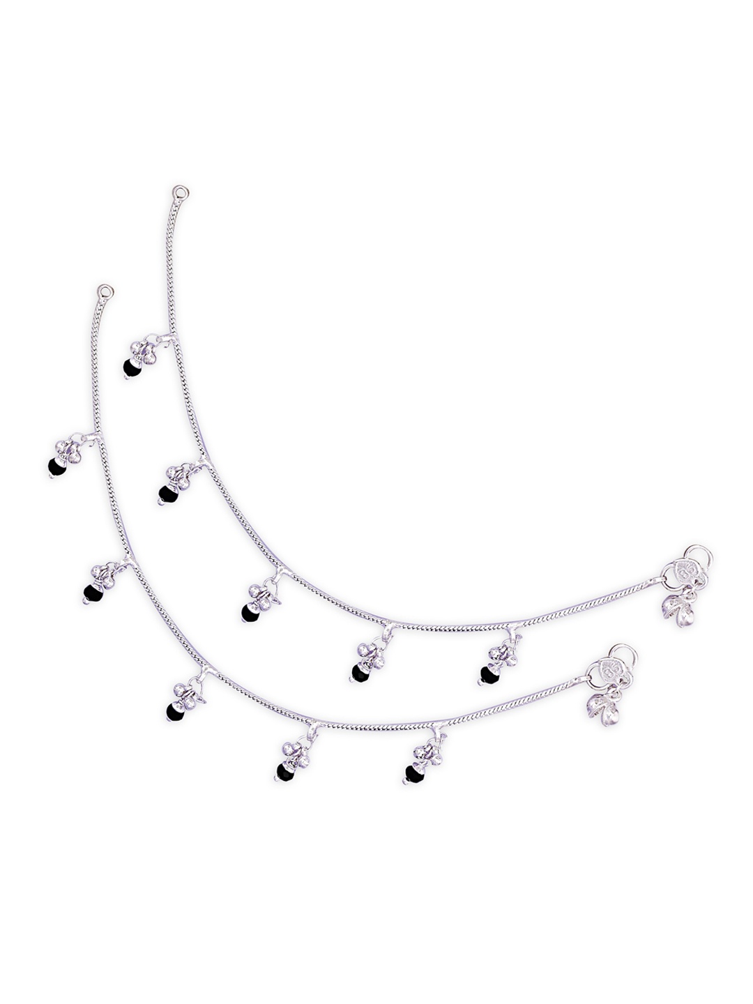 

RUHI COLLECTION Set Of 2 Silver-Plated Beaded Anklets