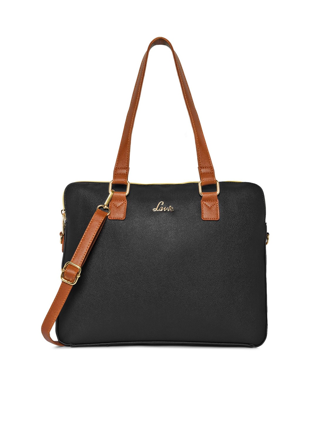 

Lavie Padded Synthetic Leather Laptop Bag, Black