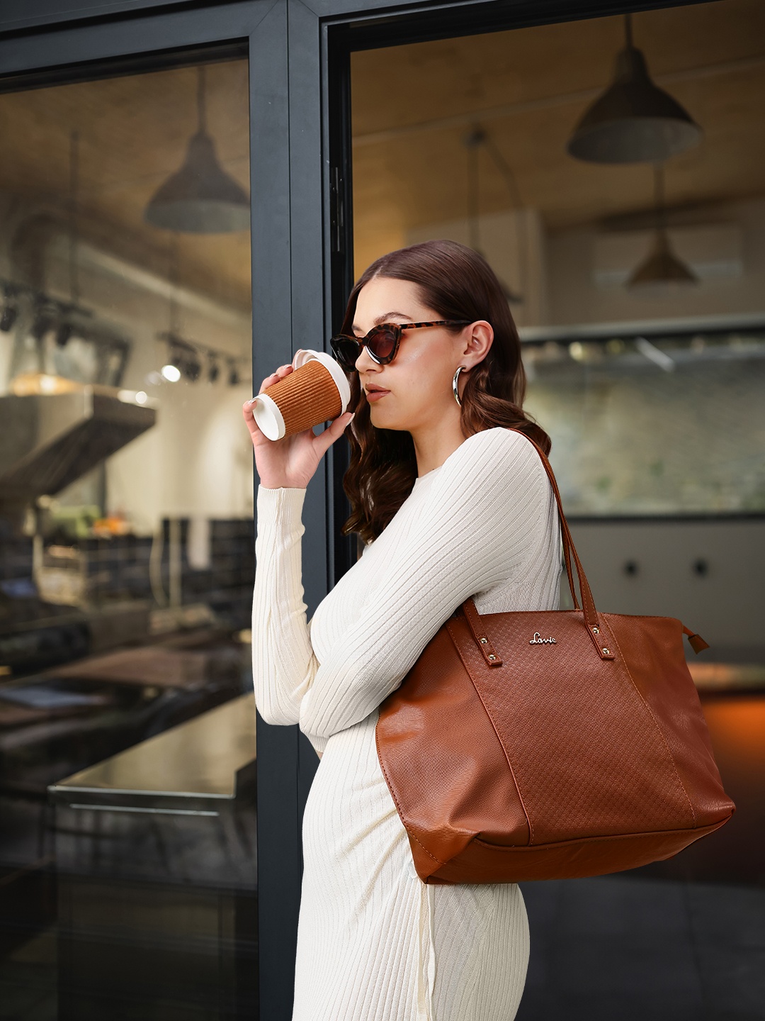 

Lavie Textured Structured Tote Bag, Brown