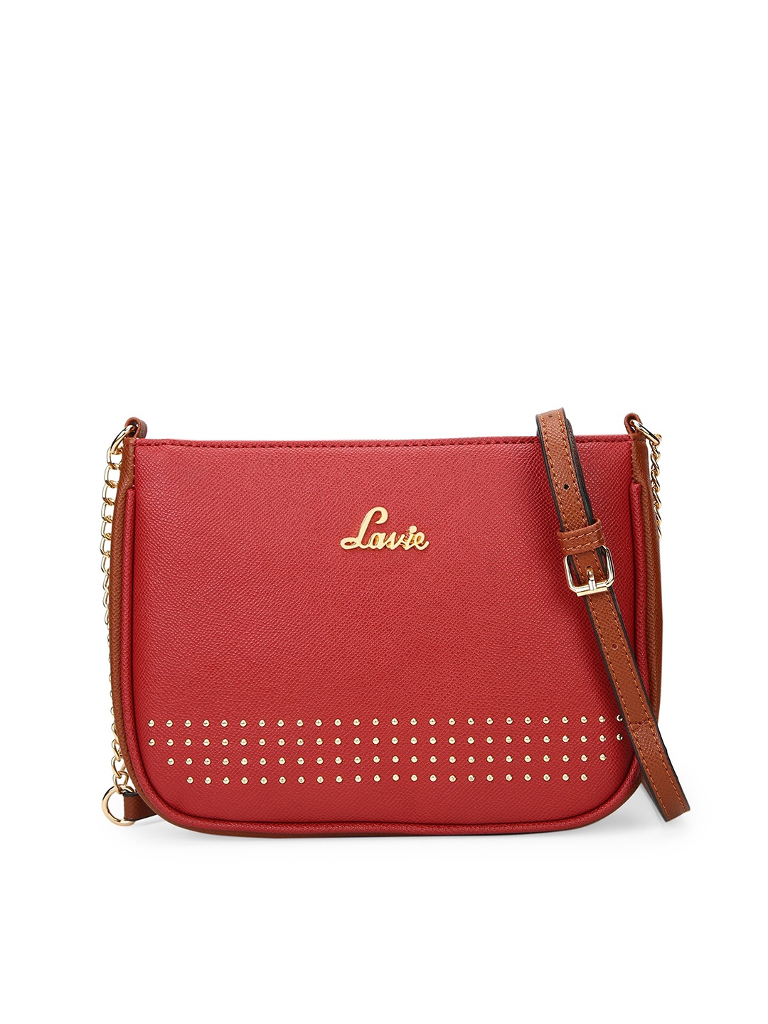 

Lavie Embellished Structured Sling Bag, Red