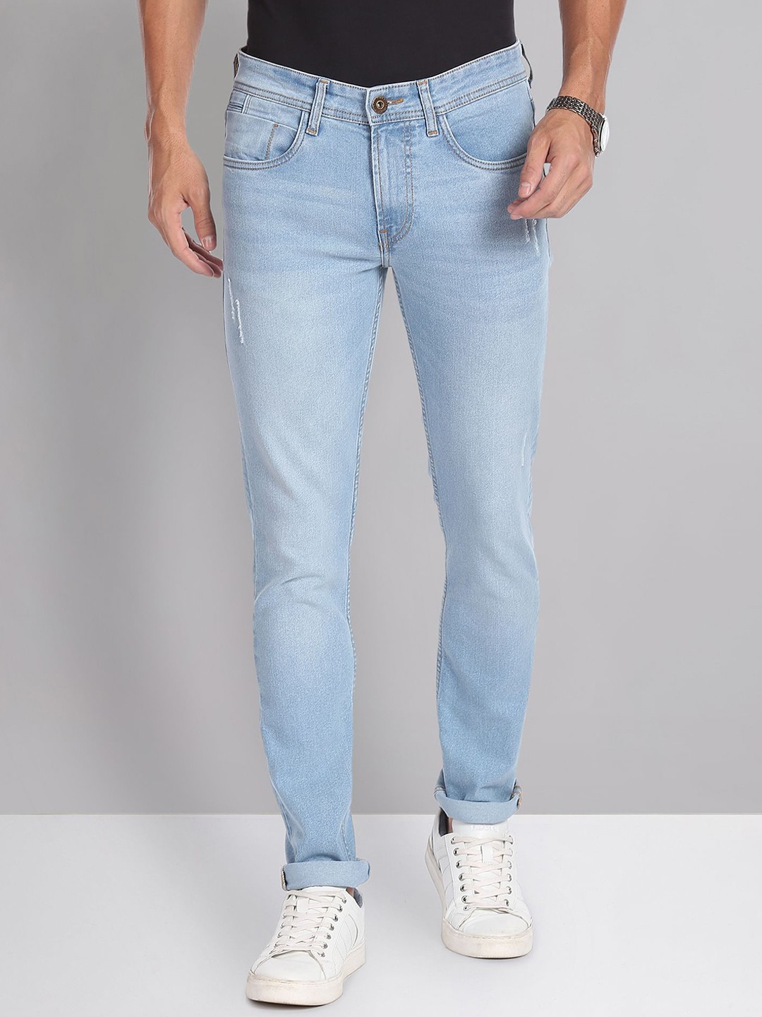 

AD By Arvind Skinny Fit Distressed Jeans, Blue