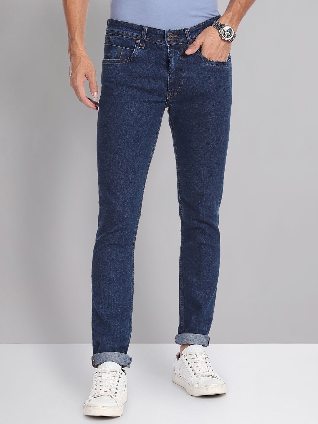 

AD By Arvind Skinny Fit Rinsed Jeans, Blue