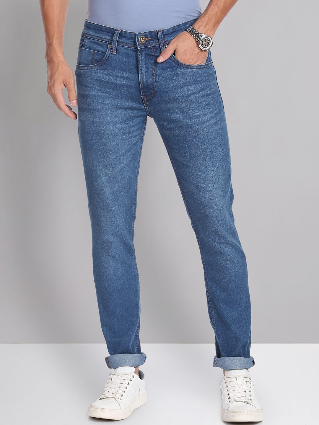 

AD By Arvind Skinny Fit Stone Wash Jeans, Blue