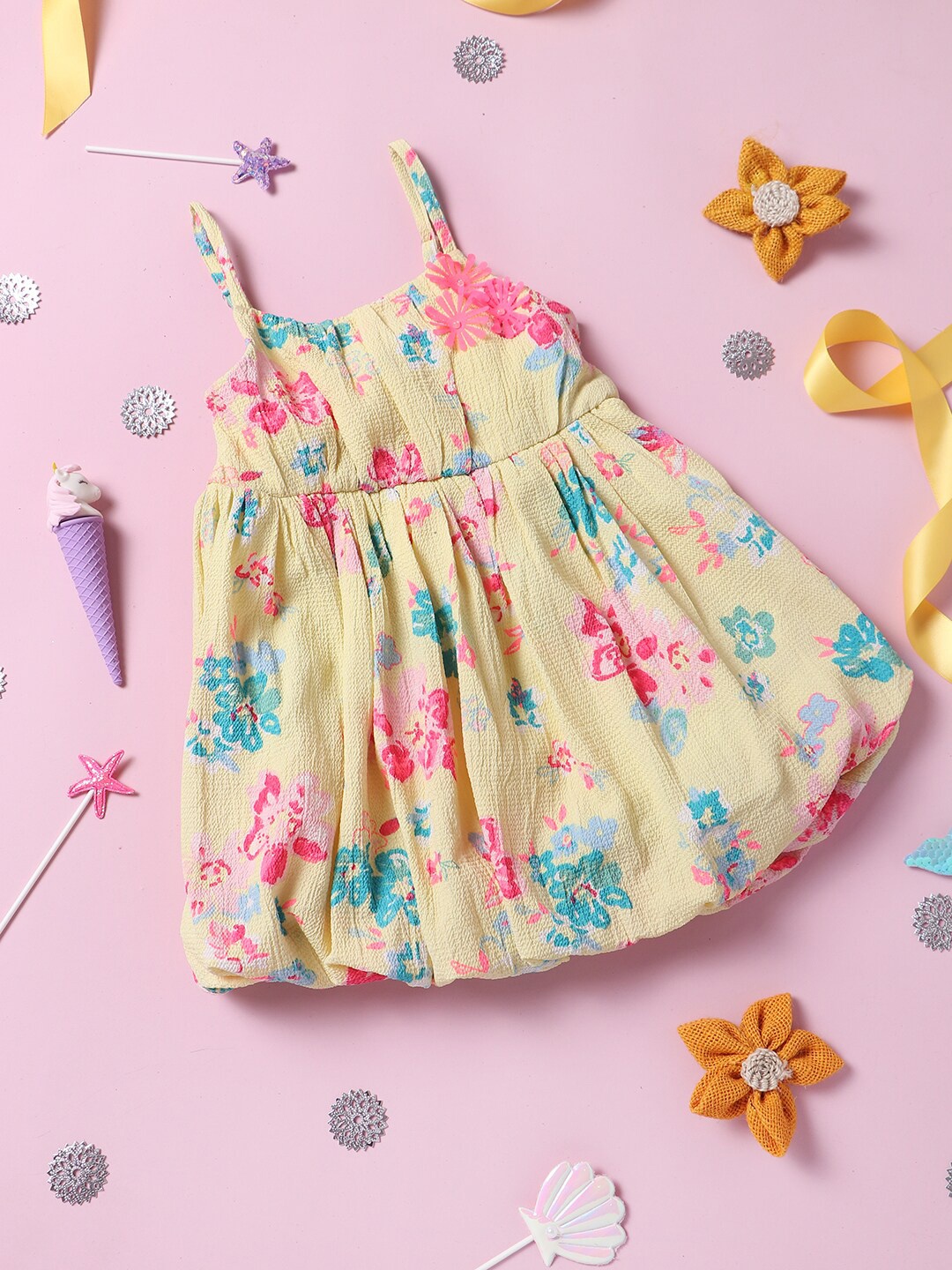 

Nauti Nati Girls Floral Printed Fit & Flare Dress, Yellow