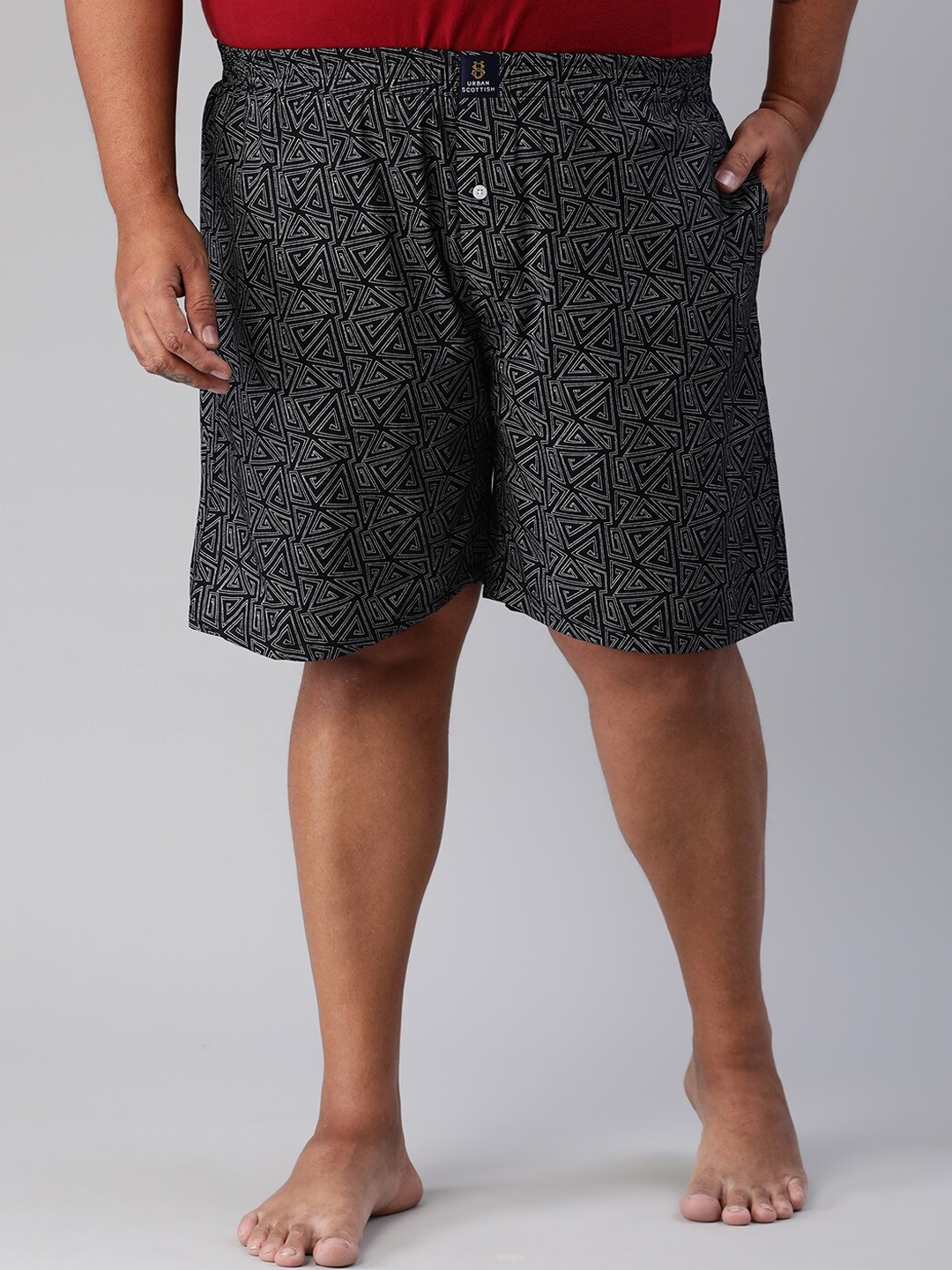 

URBAN SCOTTISH Men Plus Size Printed Pure Cotton Boxer, Black
