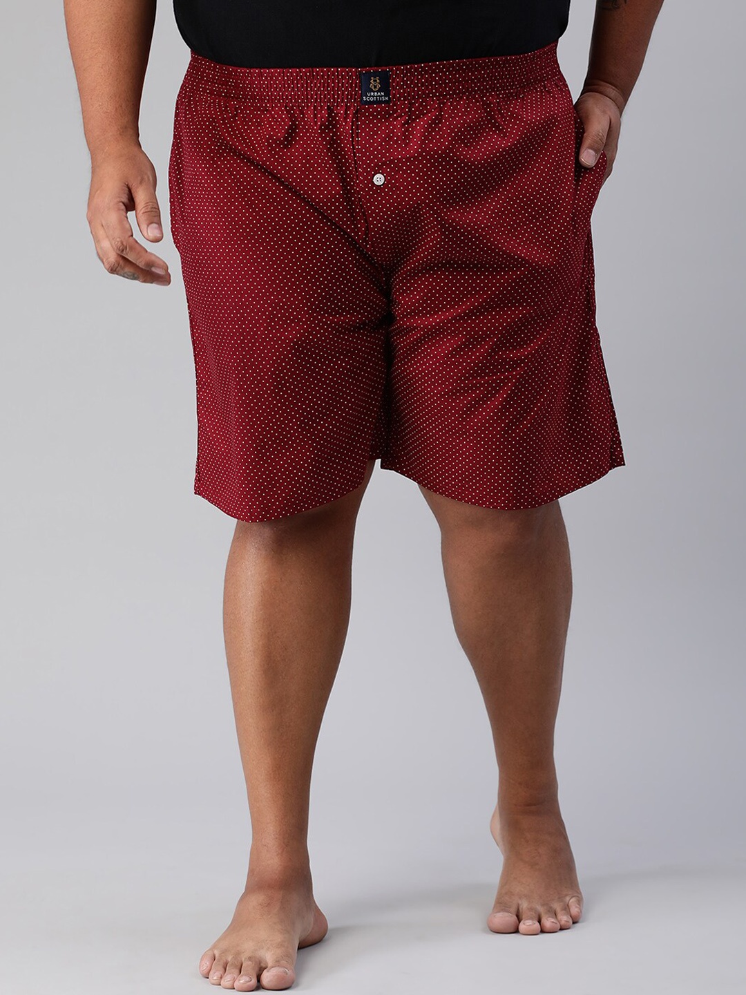 

URBAN SCOTTISH Men Plus Size Printed Pure Cotton Boxers, Maroon