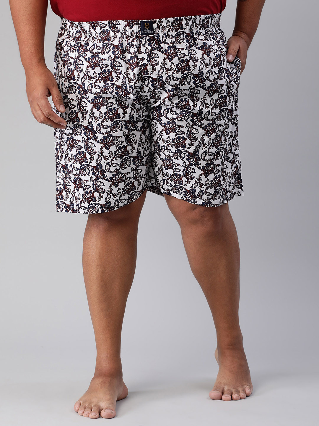 

URBAN SCOTTISH Men Plus Size Printed Pure Cotton Boxers, Orange