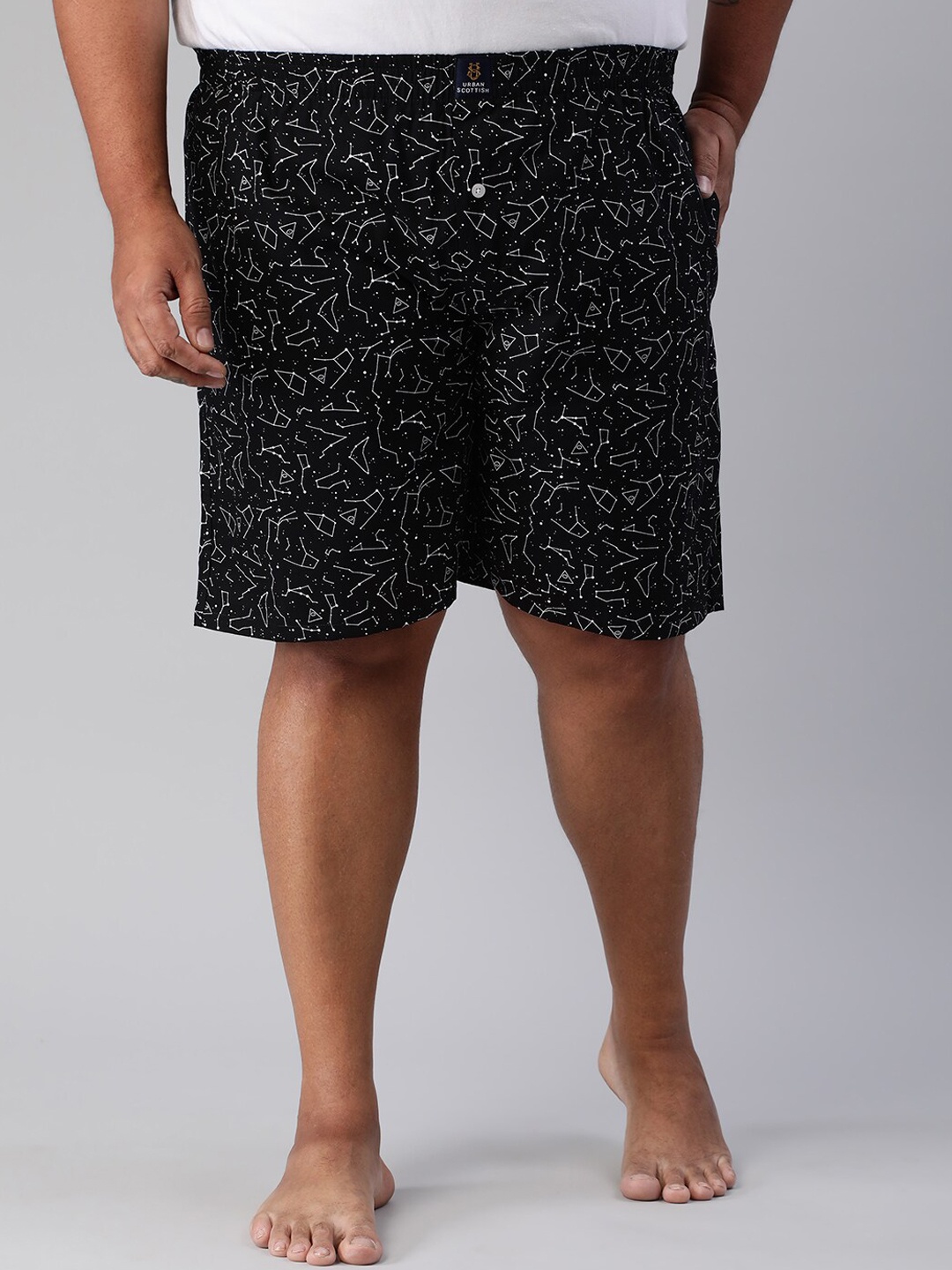

URBAN SCOTTISH Men Plus Size Printed Pure Cotton Boxer, Black