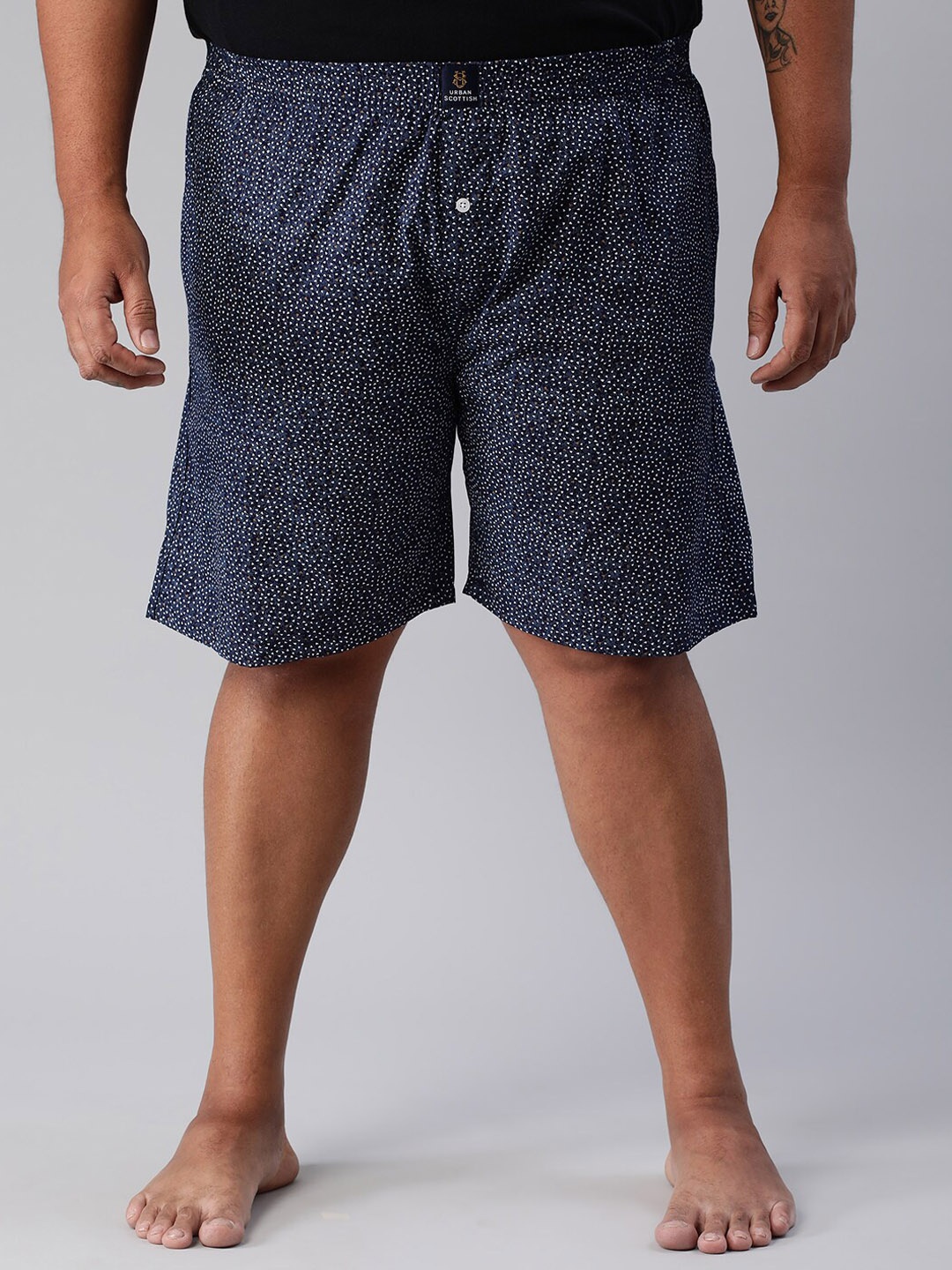 

URBAN SCOTTISH Men Plus Size Printed Pure Cotton Boxer, Black