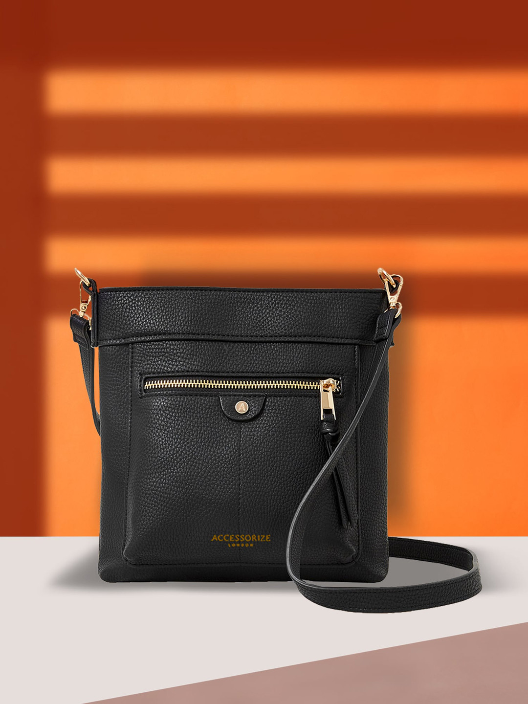 

Accessorize London Women Faux Leather Black Classic Messenger Sling Bag