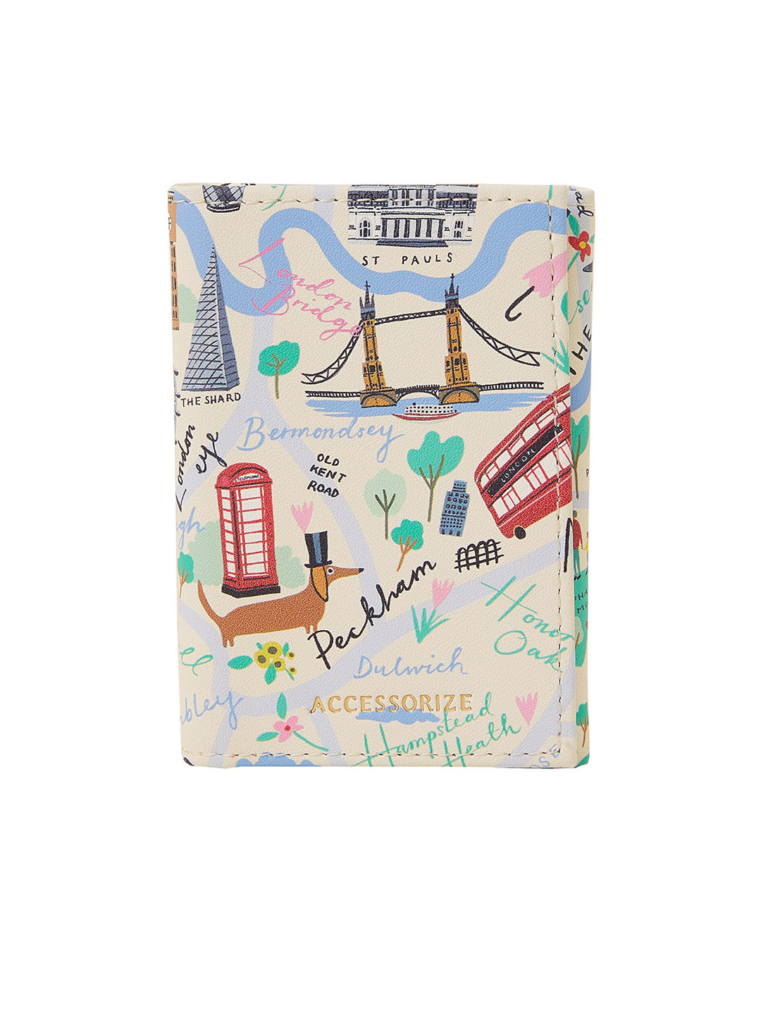 

Accessorize London Faux Leather Printed Travel Cardholder, Cream
