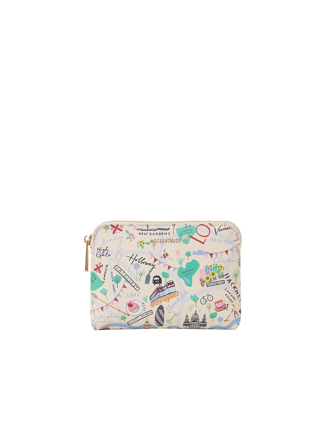 

Accessorize London Women London Typography Print Zip Around Wallet, Cream