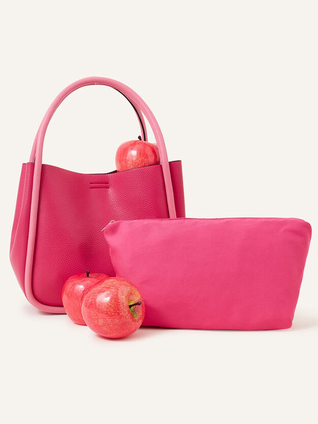 

Accessorize Faux Leather Textured Structured Handheld Bag, Pink