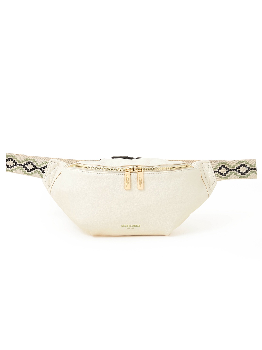 

Accessorize London Women Faux Leather Cream Large White Zip Bumbag