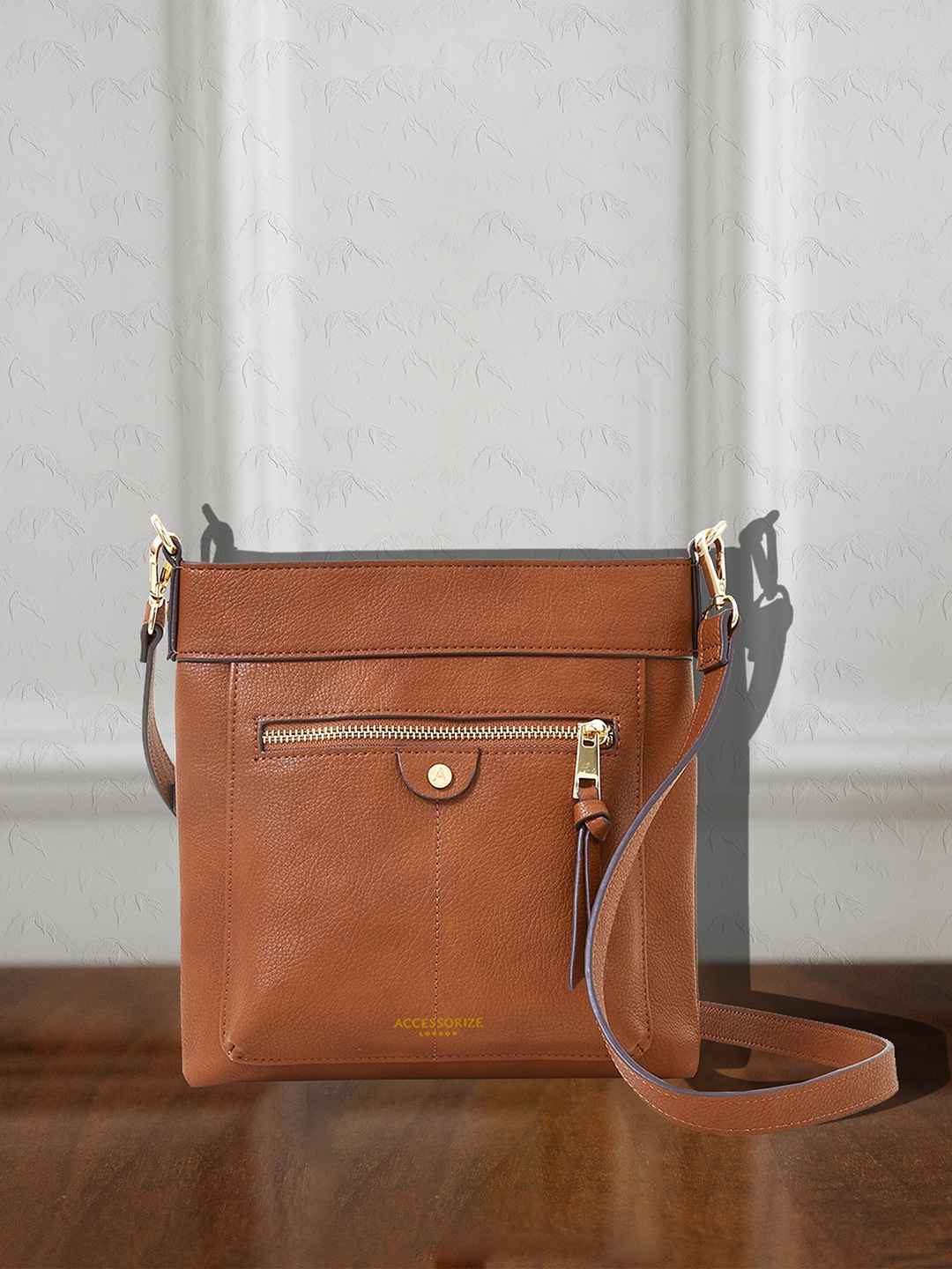 

Accessorize London Women Faux Leather Tan Classic Messenger Sling Bag