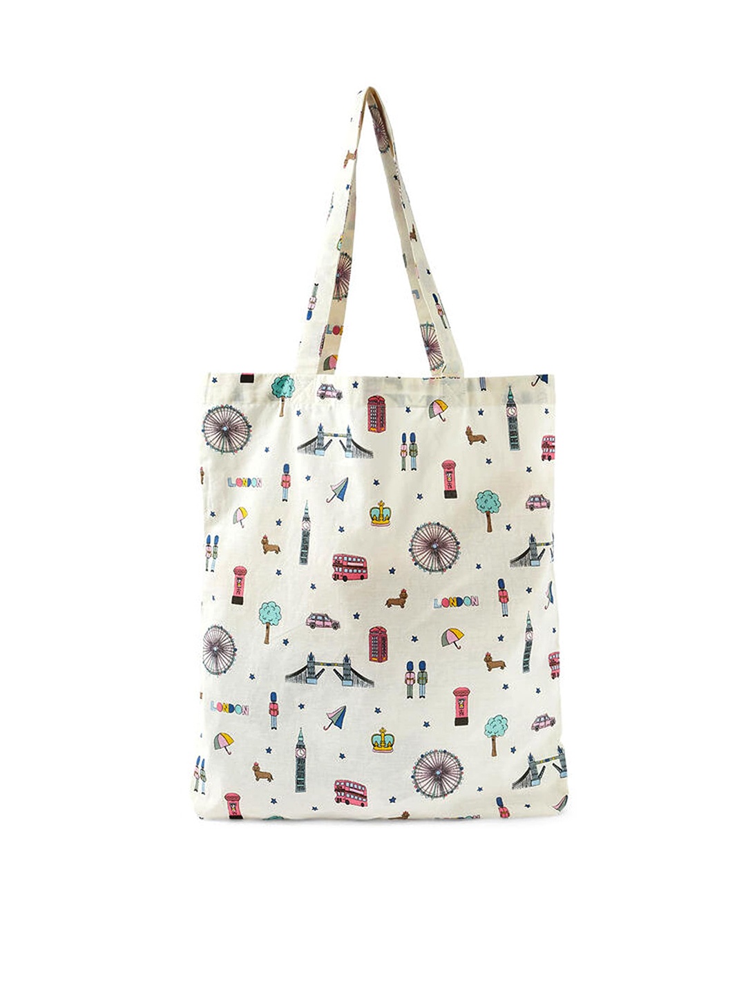 

Accessorize London Faux Leather Printed Structured Tote Bag, Cream