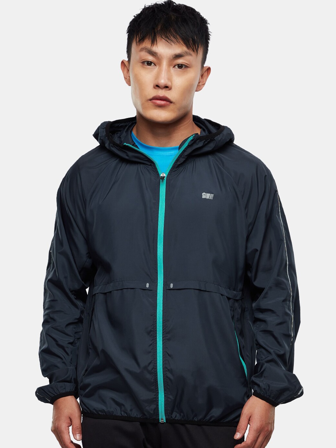 

The Souled Store Men Navy Blue Hooded Sporty Jacket