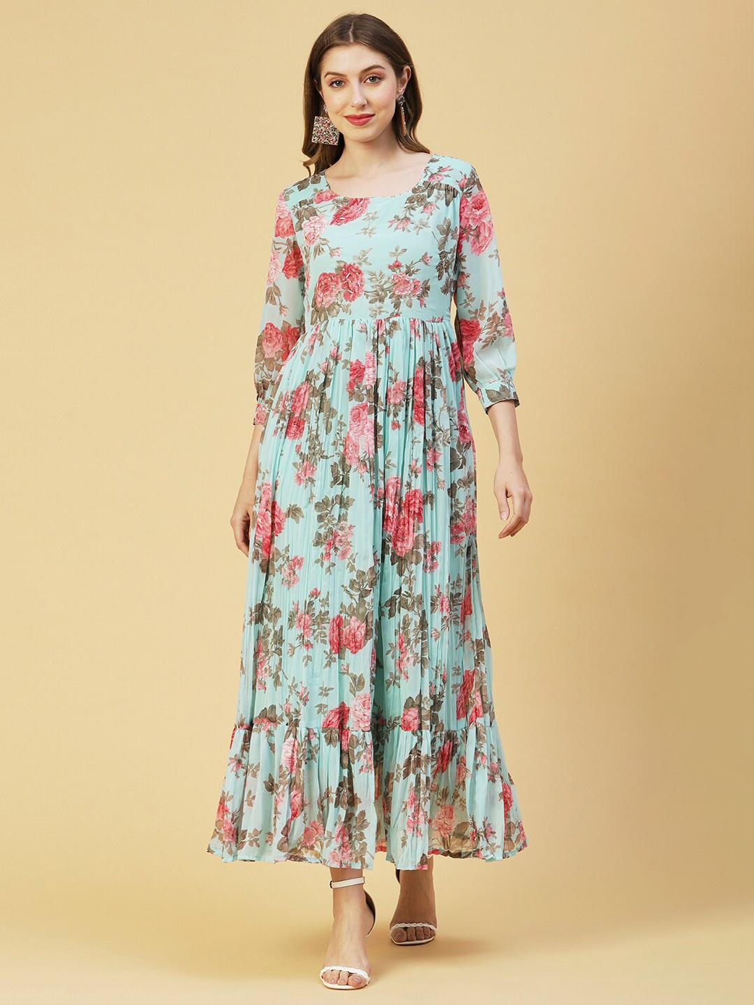 

FASHOR Floral Print Crepe Maxi Dress, Blue