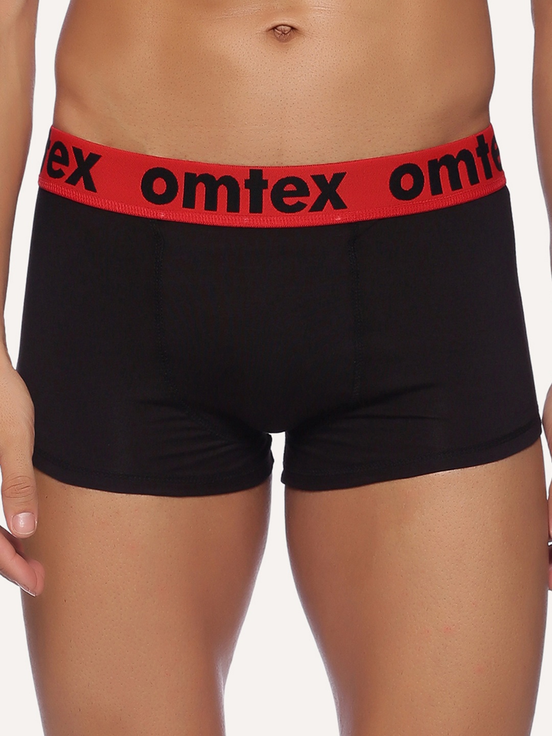 

Omtex Men Mid -Rise Cotton Boy Shorts Briefs, Black