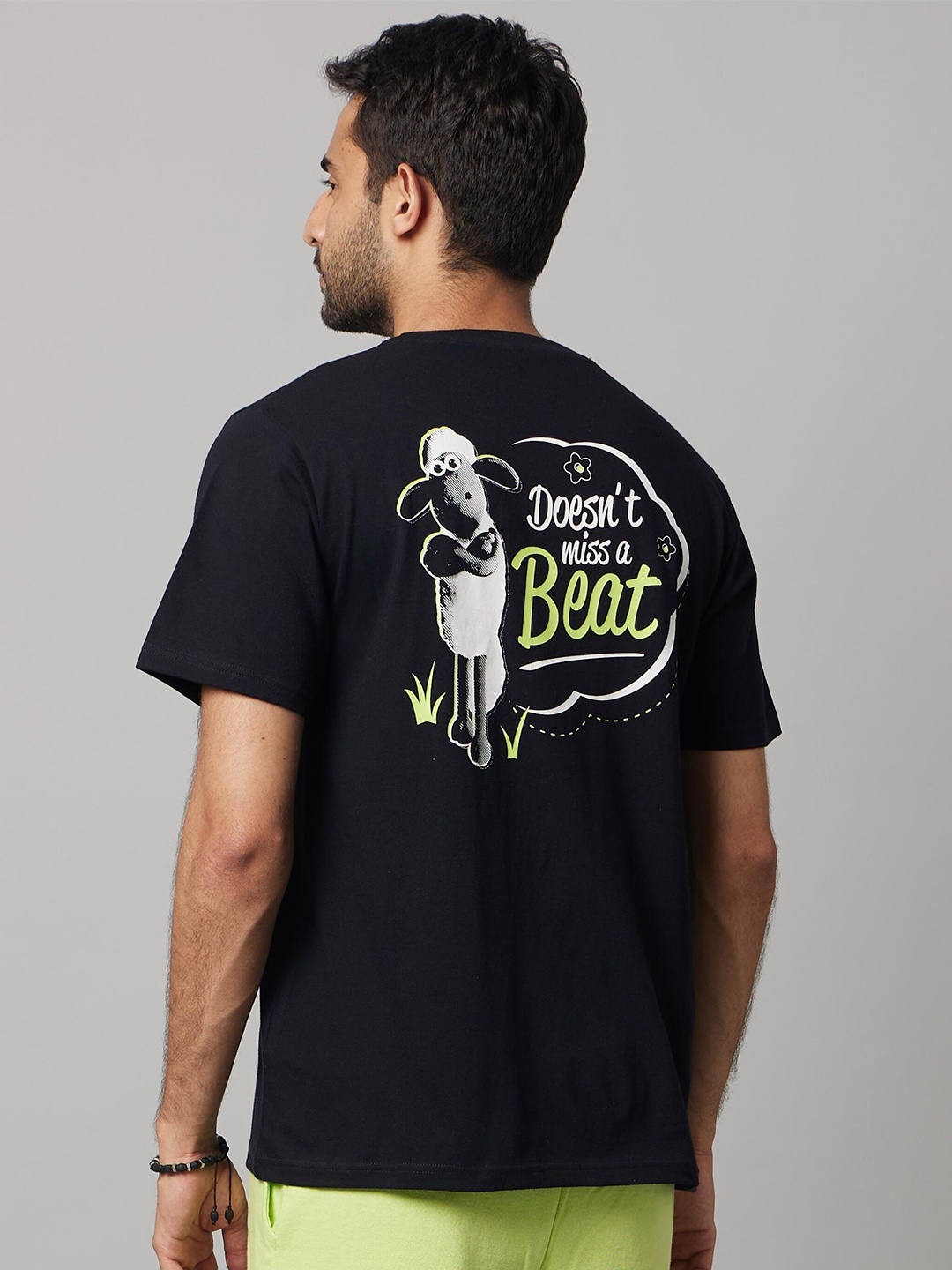 Celio Shaun the Sheep Printed Cotton T-shirt, Navy blue