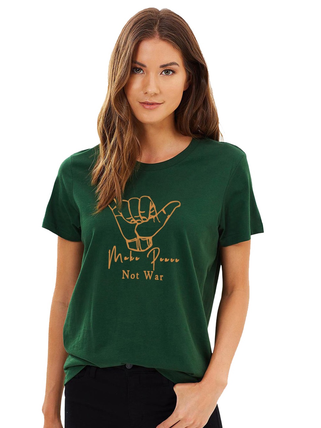 Trends Tower Typography Printed Casual Cotton T-shirt, Green
