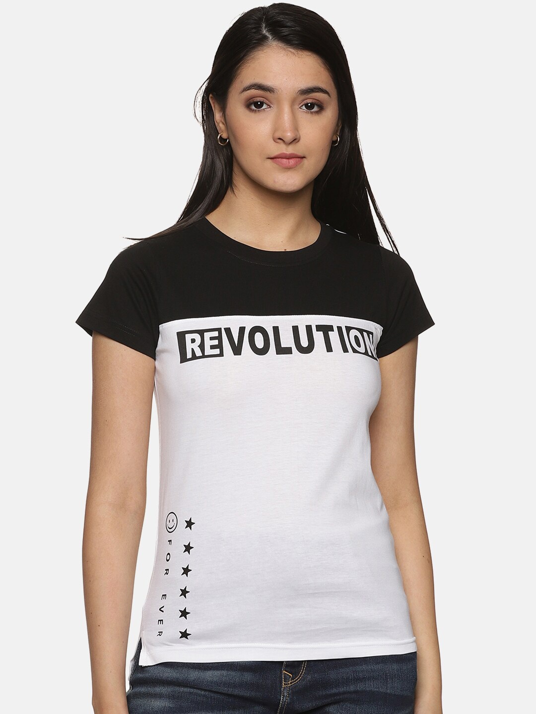 

Trends Tower Typography Printed Casual Cotton T-shirt, Black
