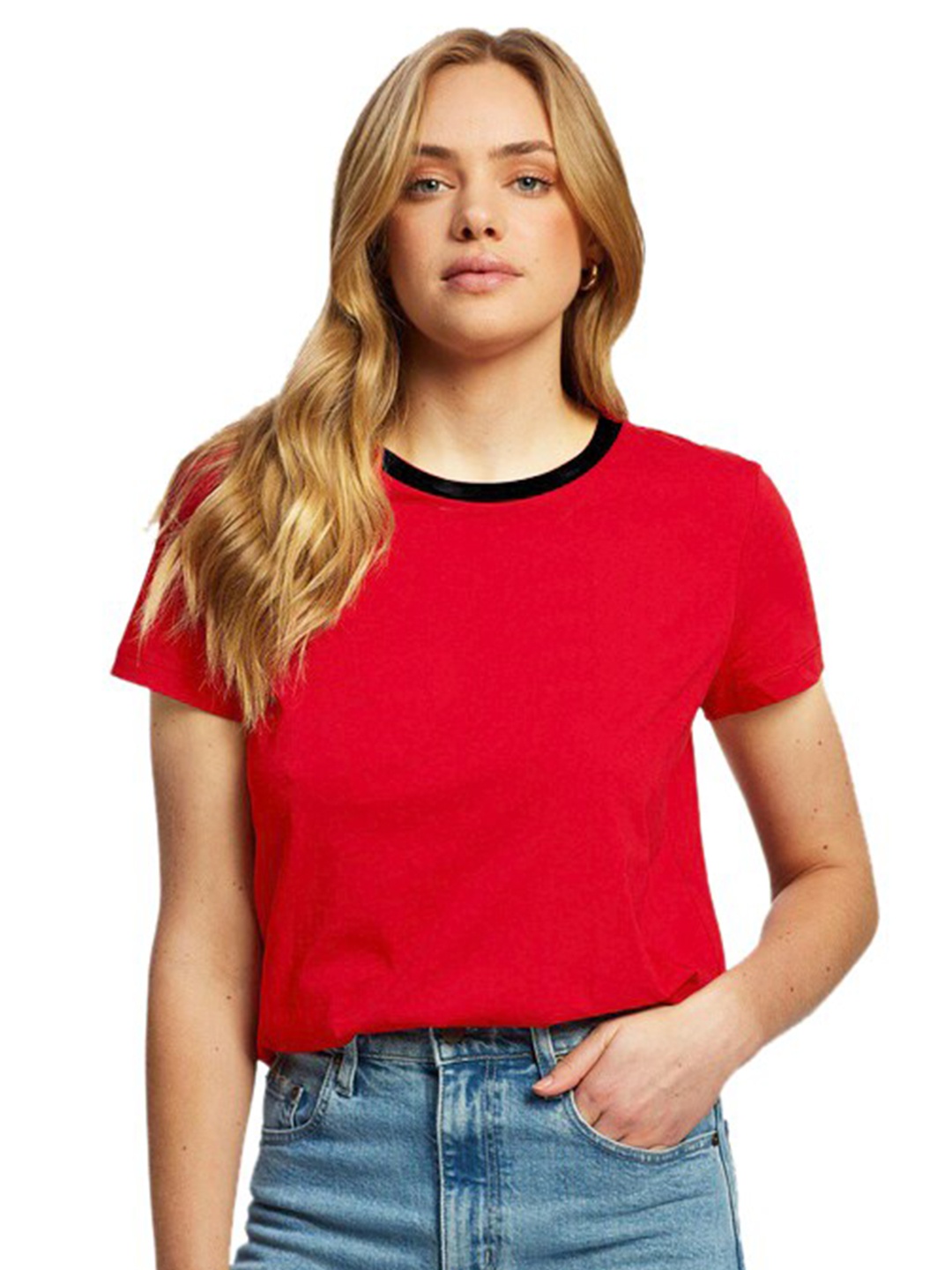

Trends Tower Round Neck Pure Cotton T-shirt, Red