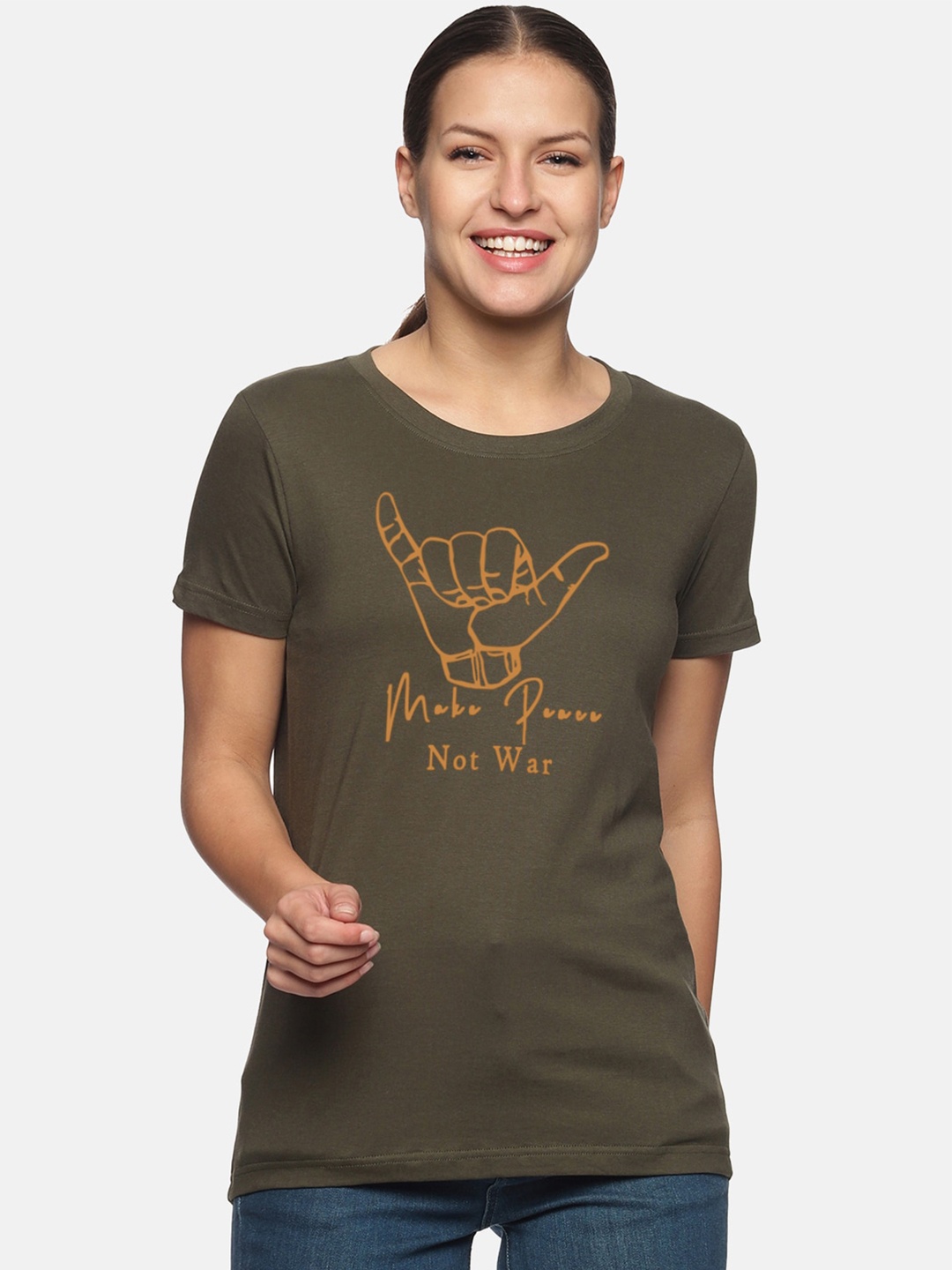 

Trends Tower Graphic Printed Pure Cotton T-shirt, Olive