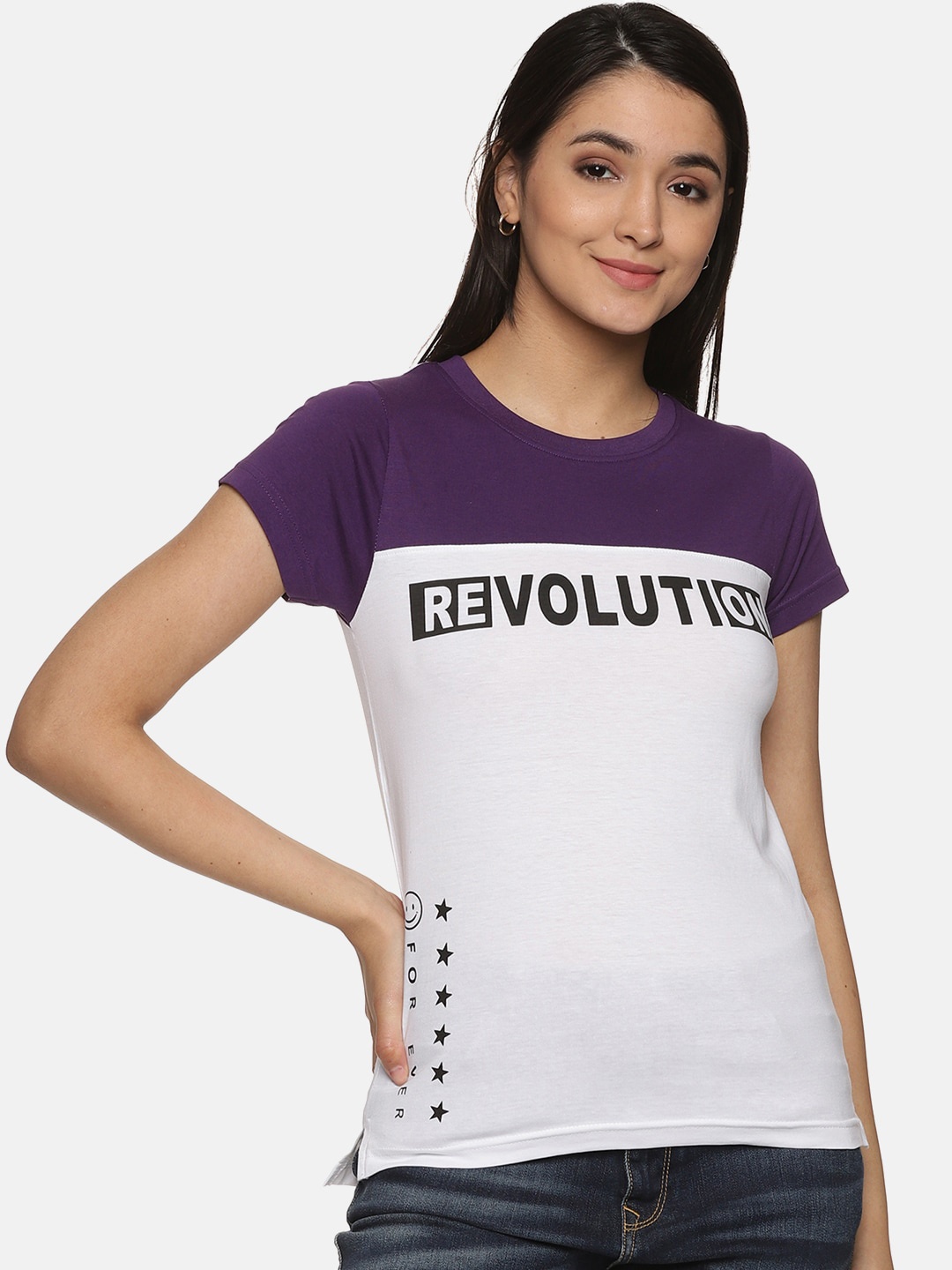 

Trends Tower Typography Printed Pure Cotton T-shirt, Purple