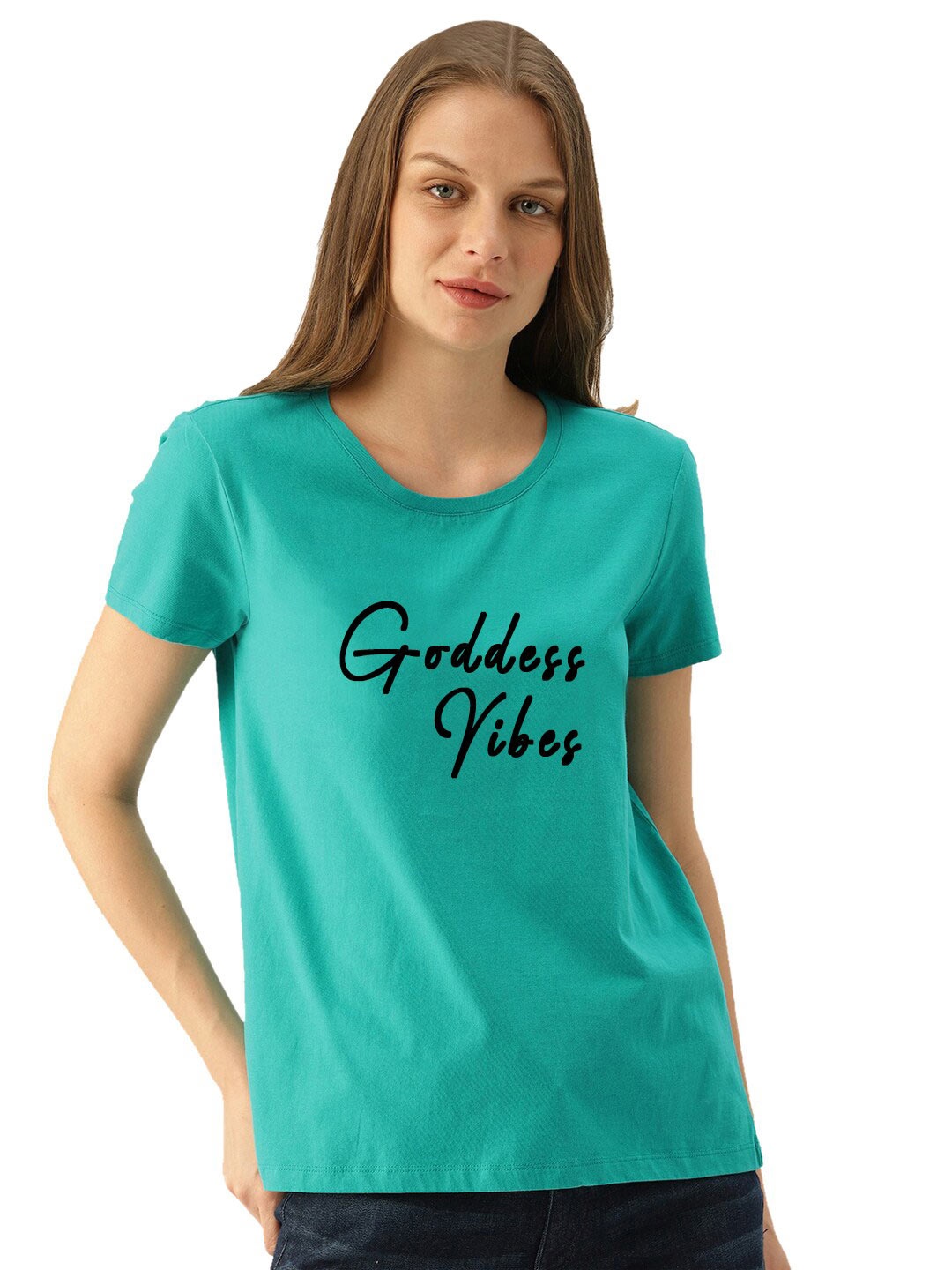 

Trends Tower Typography Printed Round Neck T-shirt, Turquoise blue