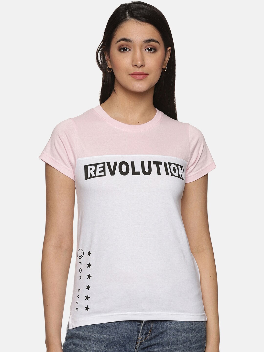 

Trends Tower Typography Printed Round Neck T-shirt, Peach