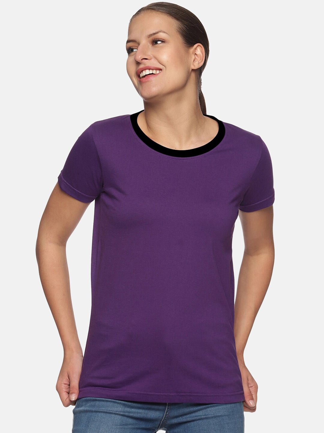 

Trends Tower Round Neck Short Sleeves T-shirt, Purple