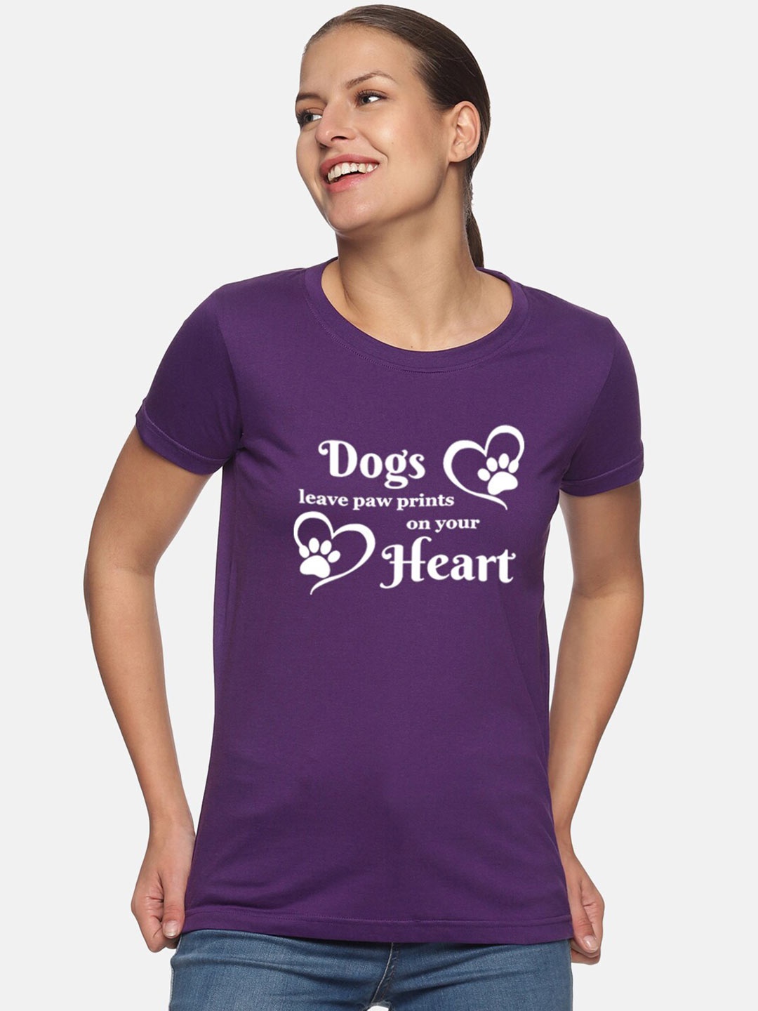 Trends Tower Typography Printed Round Neck T-shirt, Purple