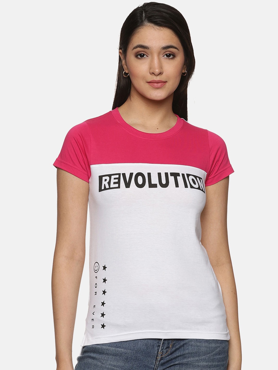 

Trends Tower Typography Printed Round Neck T-shirt, Pink