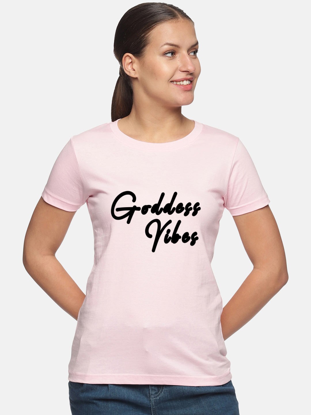 

Trends Tower Typography Printed Round Neck Bio Wash Pure Cotton T-shirt, Pink