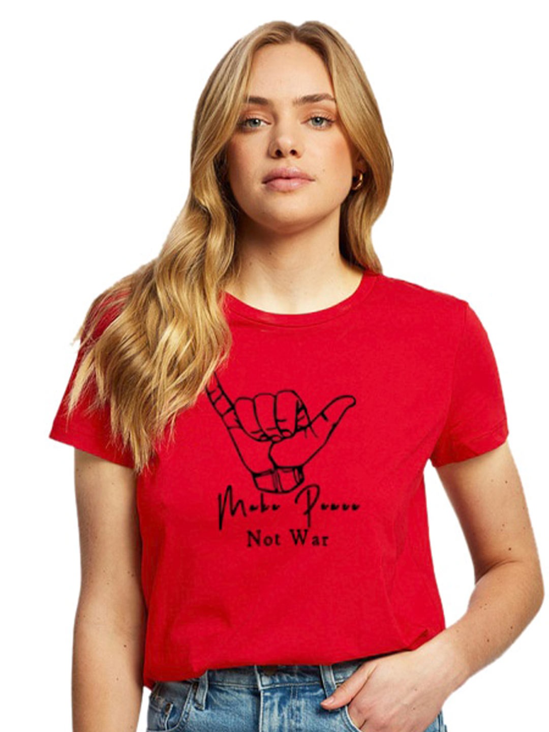 

Trends Tower Typography Printed Round Neck Bio Wash Pure Cotton T-shirt, Red
