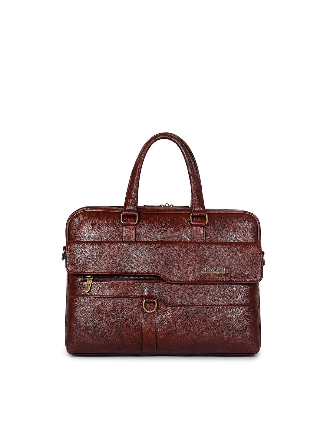 

THE CLOWNFISH Unisex Brown Leather Laptop Bag