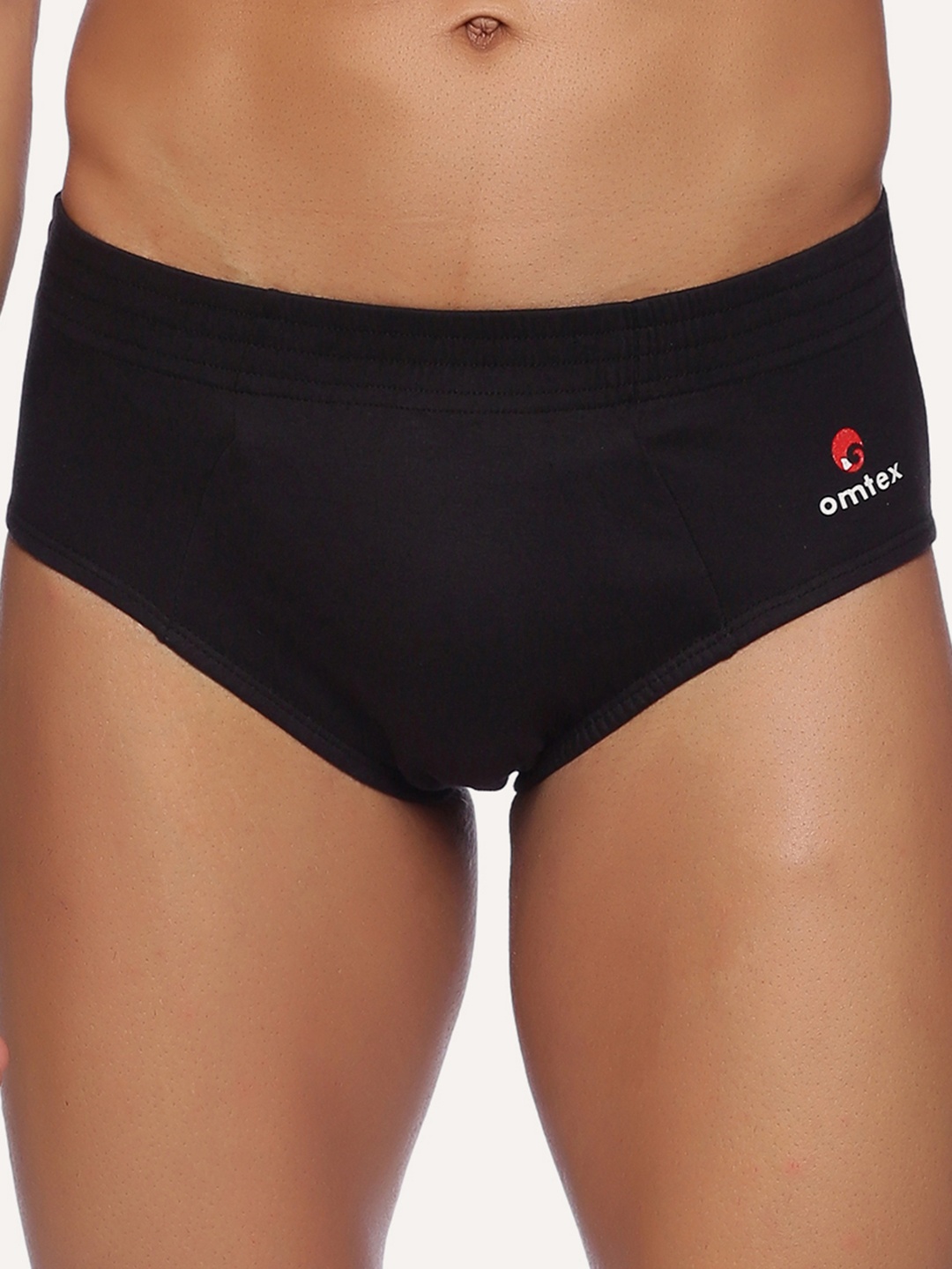 

Omtex Men Mid -Rise Cotton Basic Briefs, Black