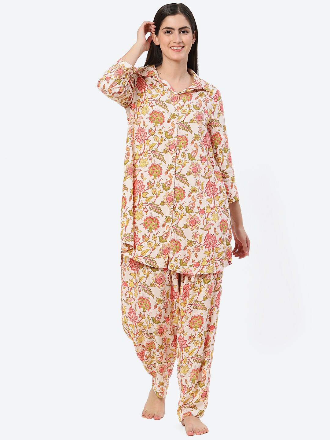 

Biba Floral Printed Night Suit, Off white