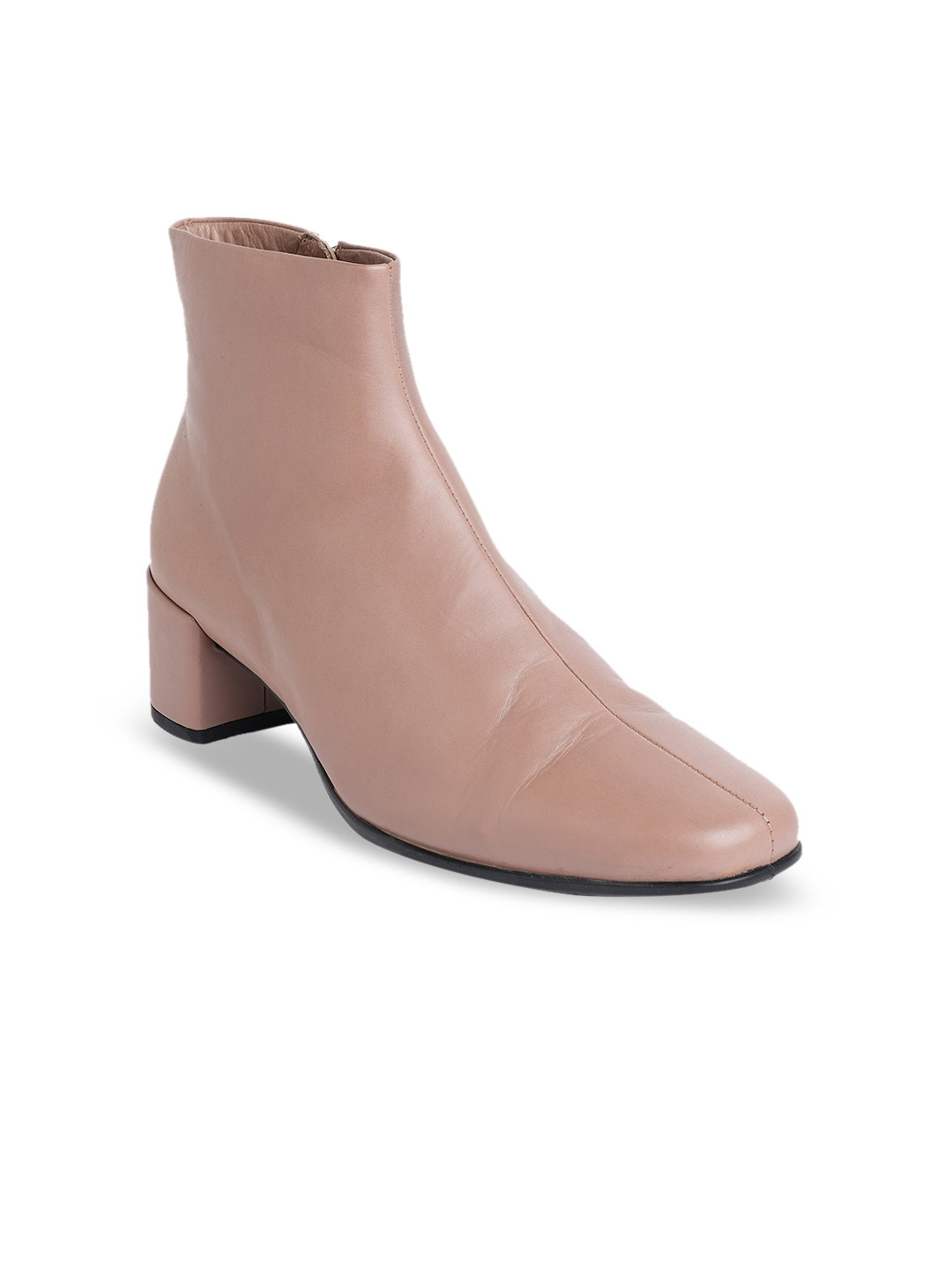 

ECCO Women Square Toe Leather Mid Top Block Heel Ankle Boots, Brown