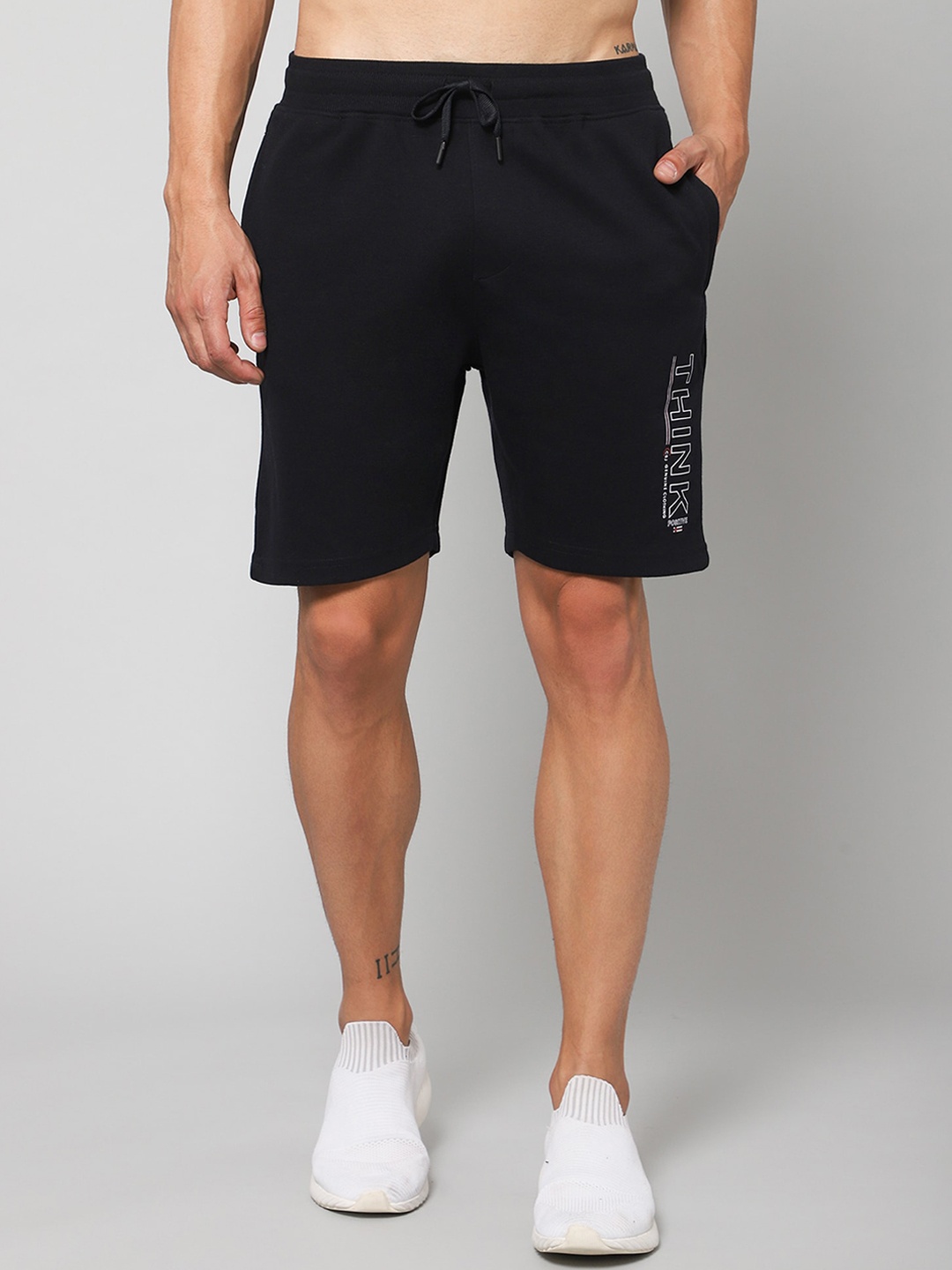

Cantabil Men Mid-Rise Sports Shorts, Navy blue