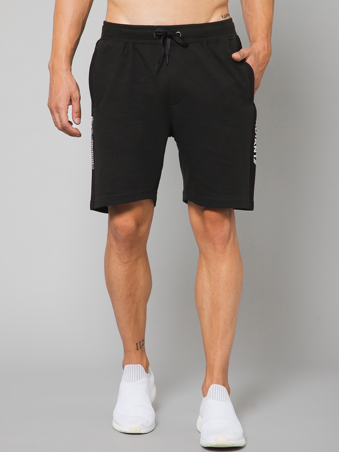

Cantabil Men Mid-Rise Above Knee Length Sports Shorts, Black