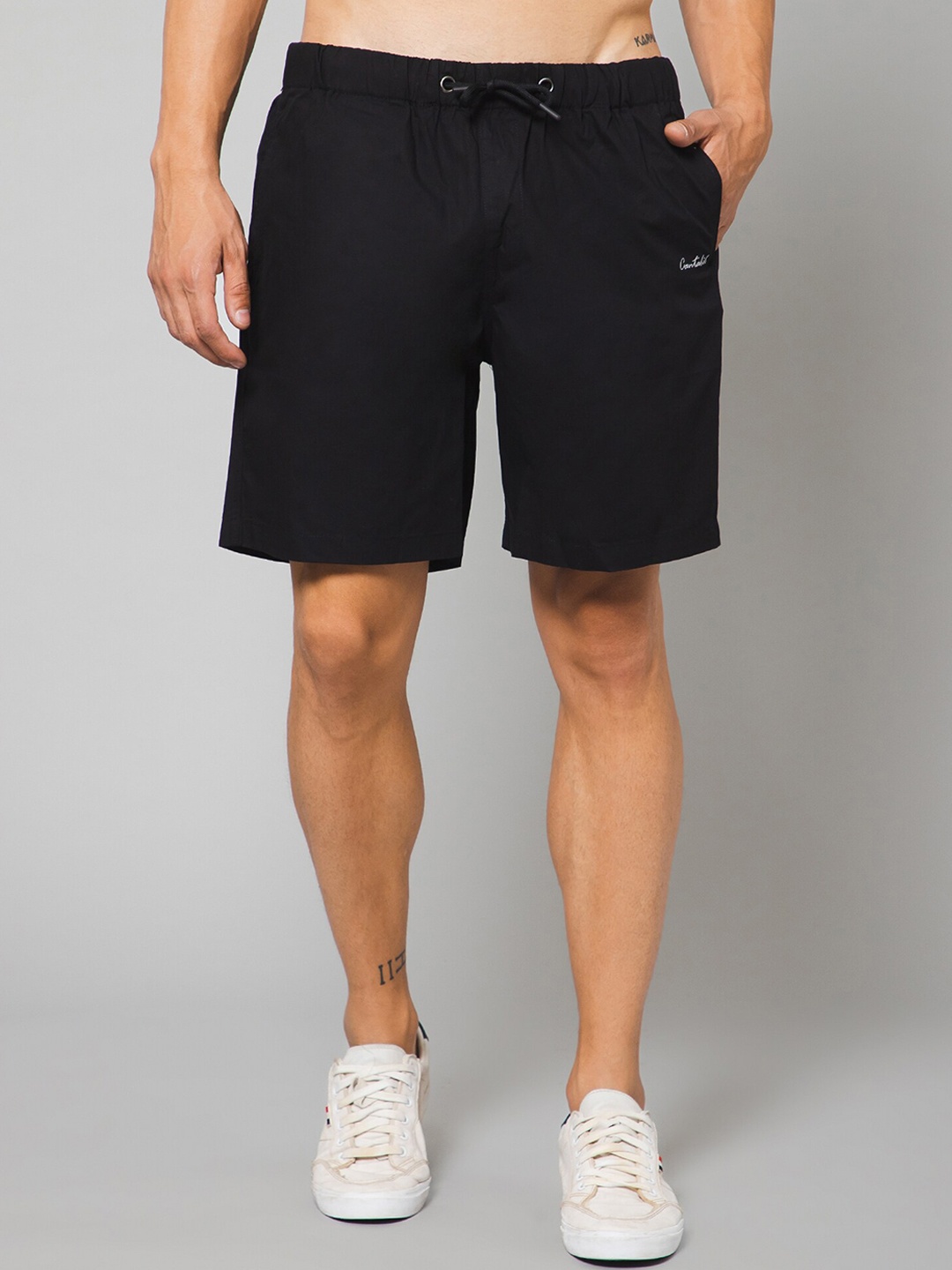 

Cantabil Men Mid-Rise Cotton Sports Shorts, Black