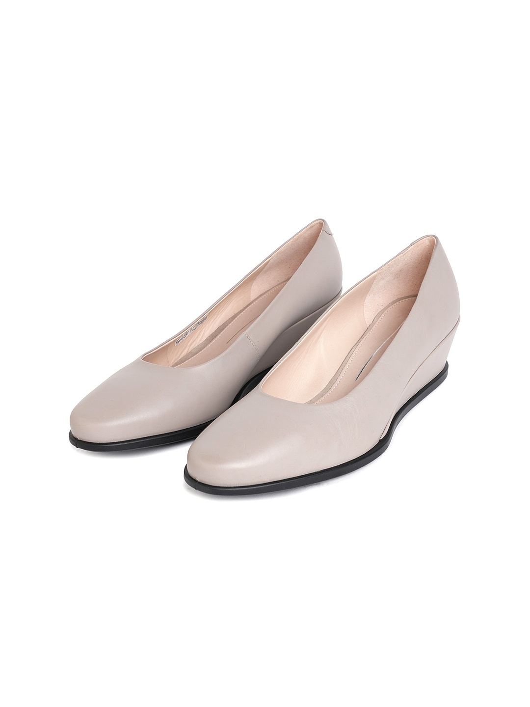 

ECCO Round Toe Wedge Pumps, Beige