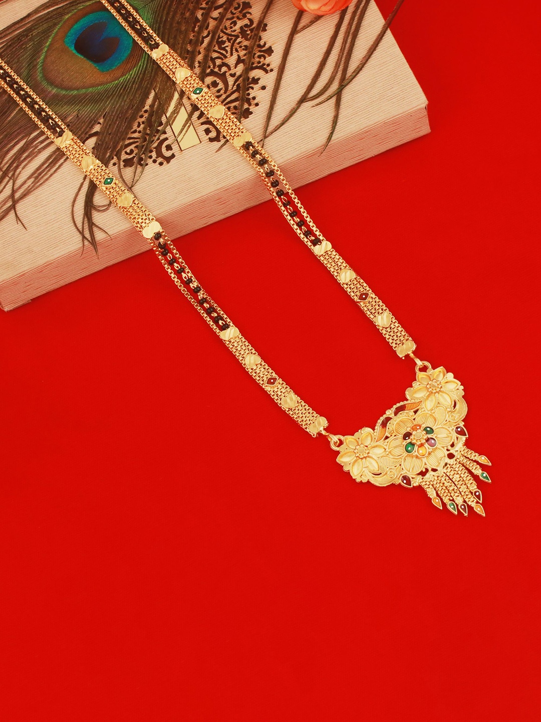 

MANSIYAORANGE Gold-Plated Beaded Mangalsutra