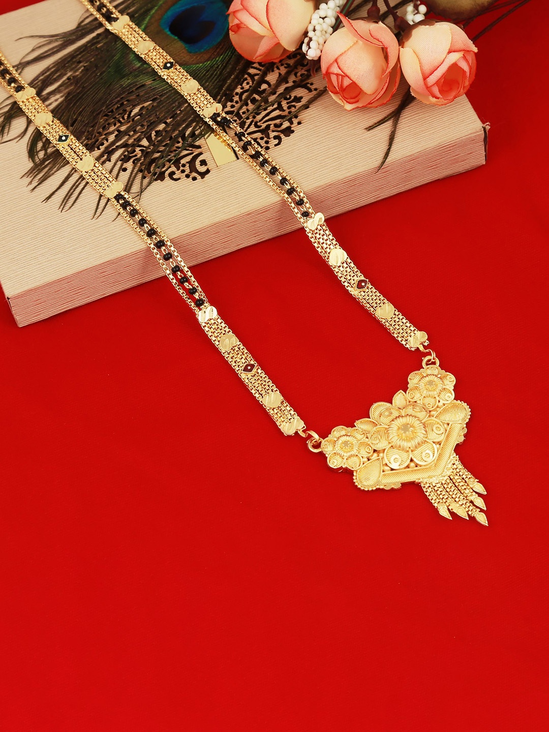 

MANSIYAORANGE Gold-Plated Beaded Mangalsutra