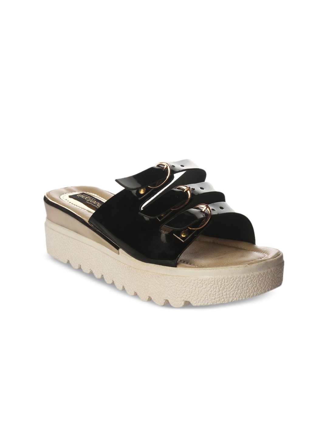 

Shoetopia Women Black Solid Sandals
