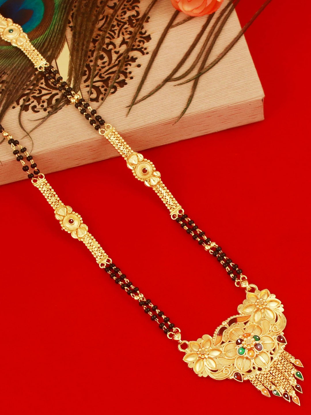 

MANSIYAORANGE Gold-Plated Beaded Mangalsutra