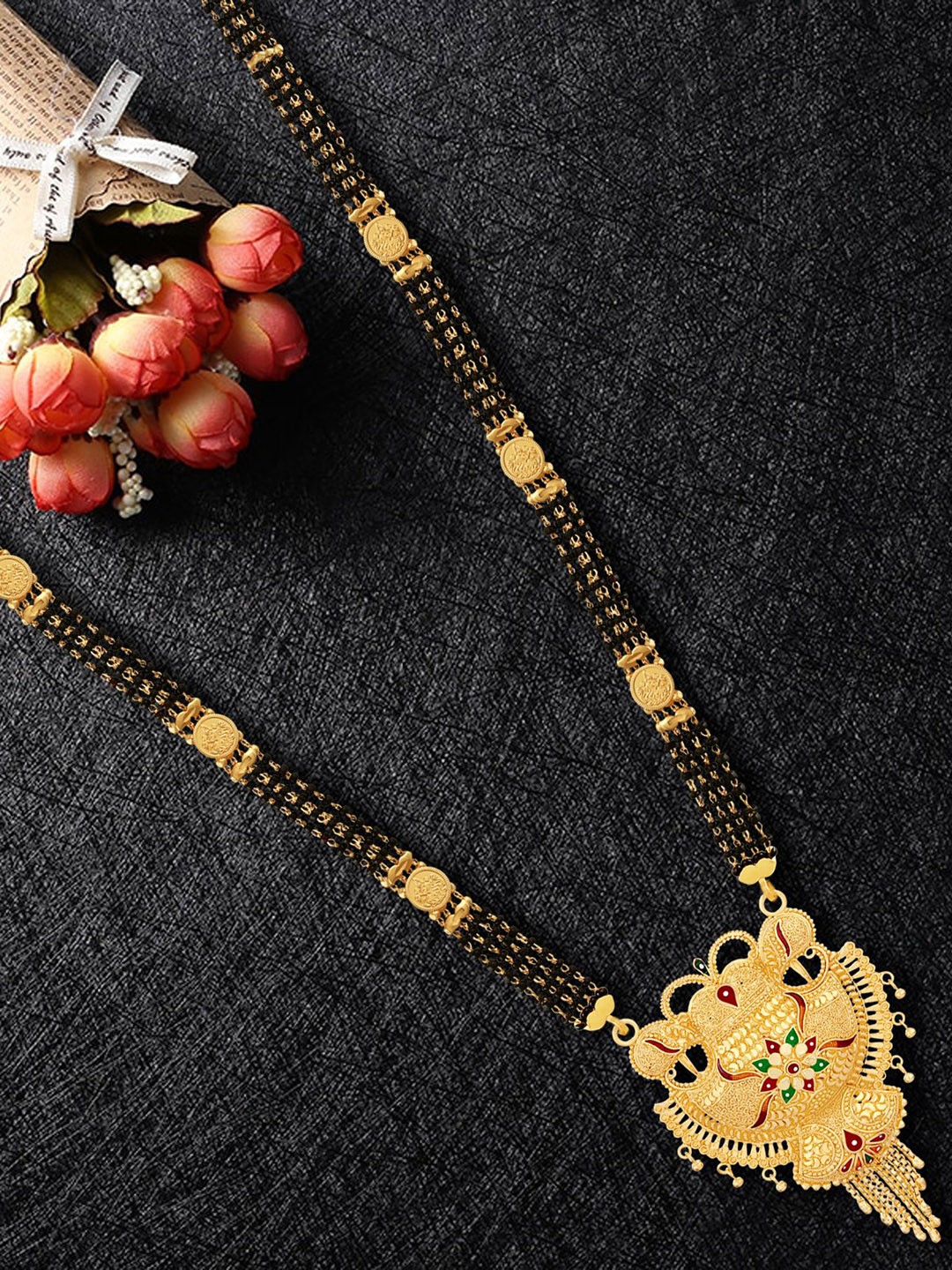 

MANSIYAORANGE Gold-Plated Beaded Mangalsutra