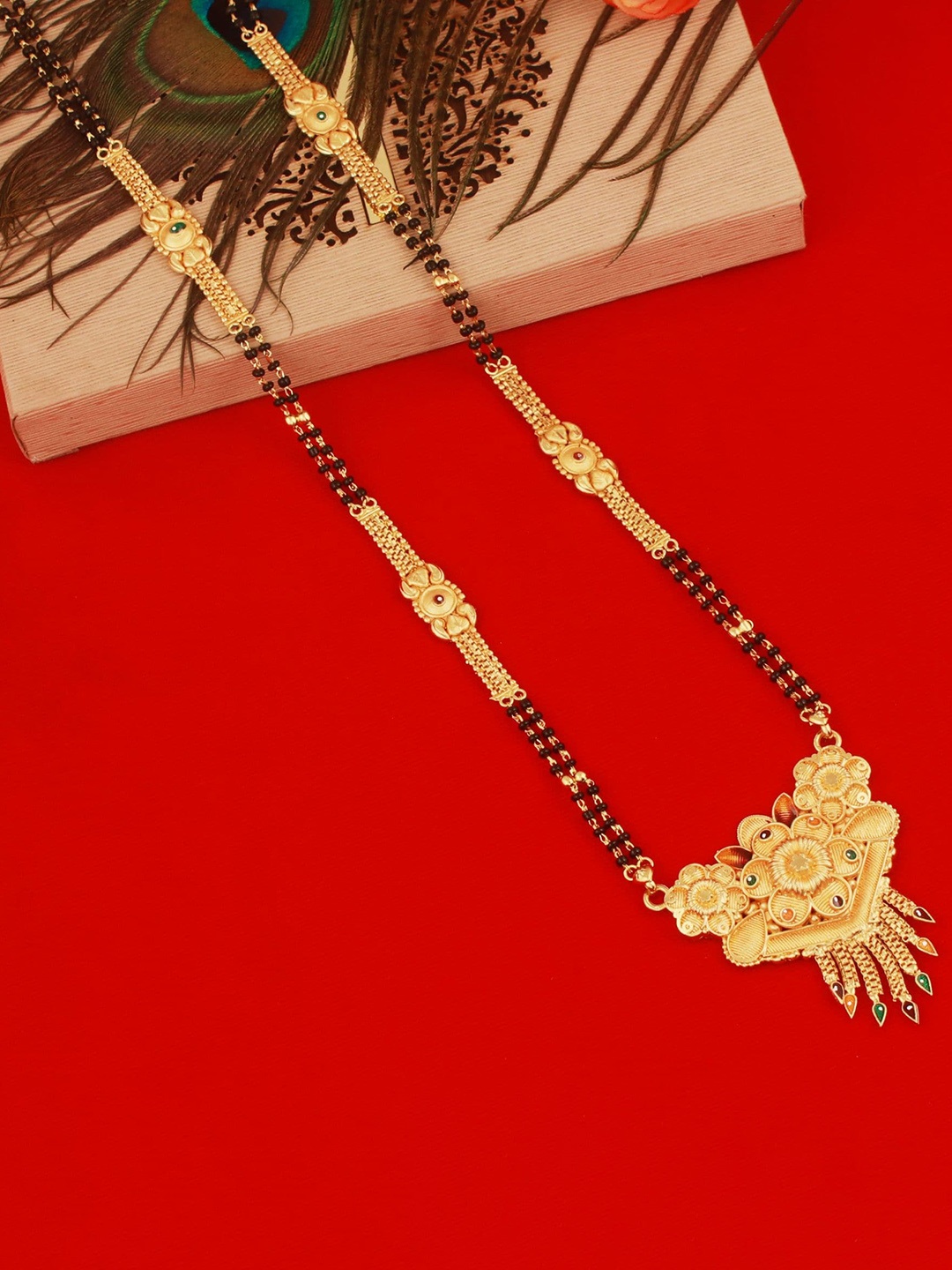 

MANSIYAORANGE Gold-Plated Beaded Mangalsutra